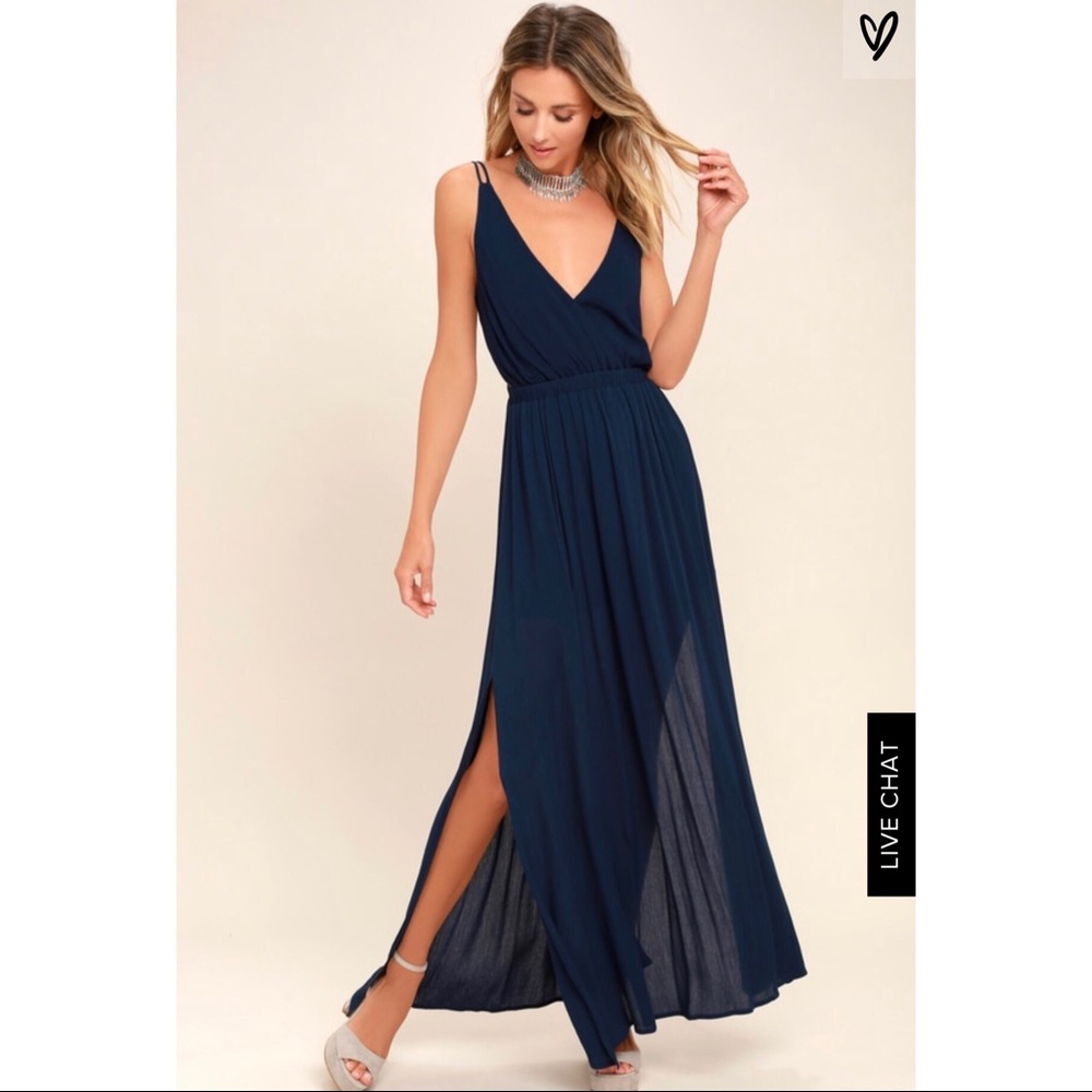 Lulus Lost in Paradise Navy Dress